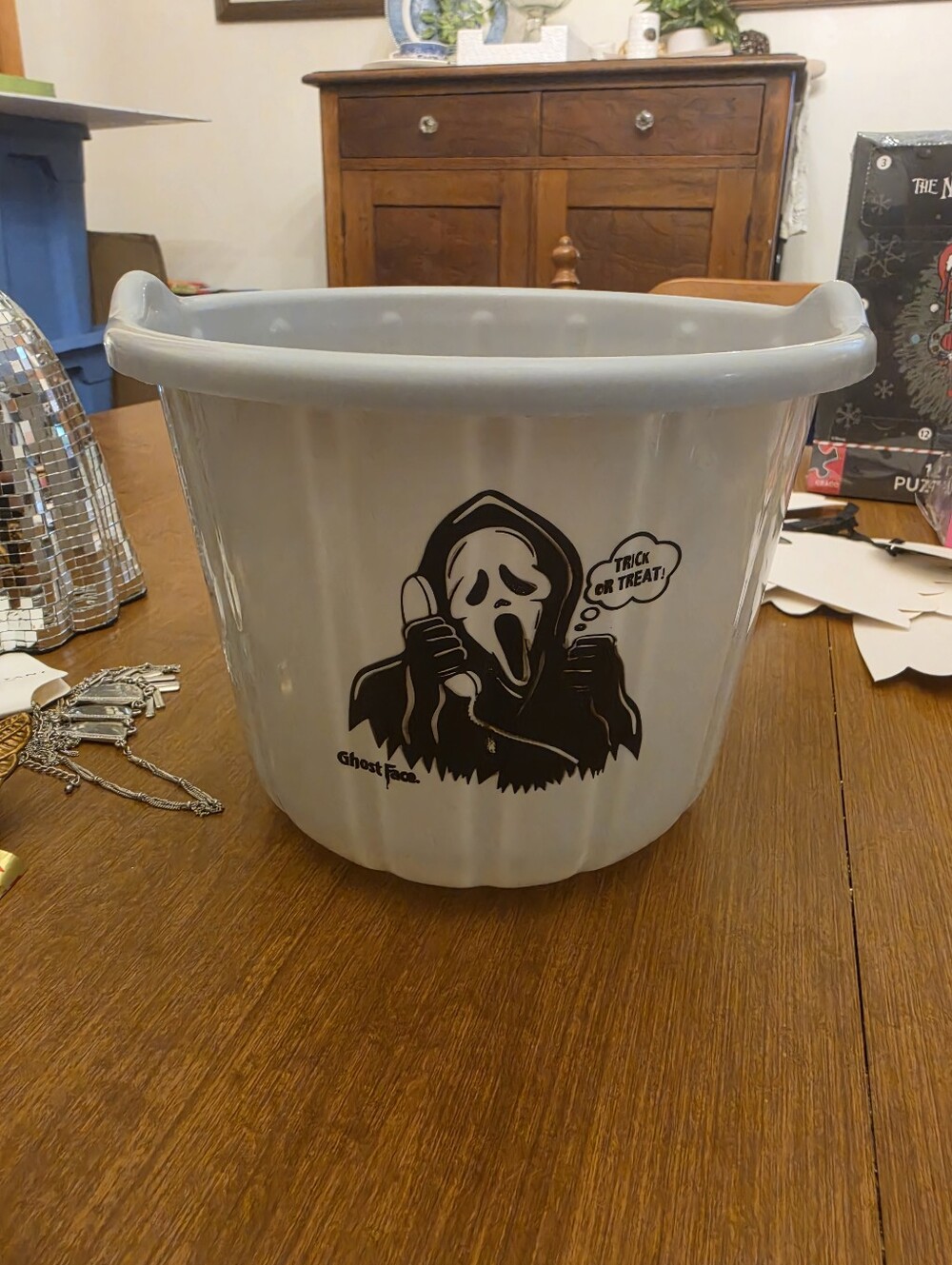 Ghost Face Halloween Candy Bucket